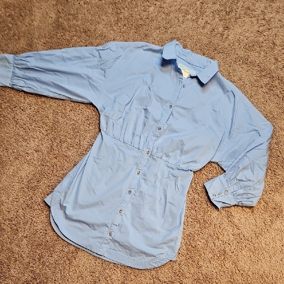 Maeve Long Sleeve Poplin Mini Shirt Dress - Picture 5 of 13